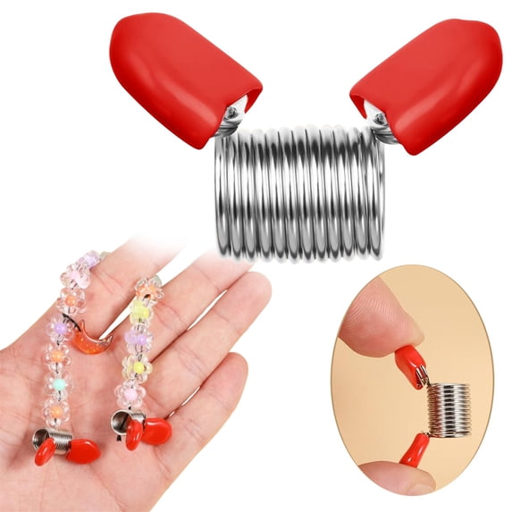 Fixing Clip,Bead Stopper For Jewelry Making Soft Bead Clamps With Red Handles Bead Stoppers For DIY Hand Crafts Creative Bead Line End To Beads From Falling