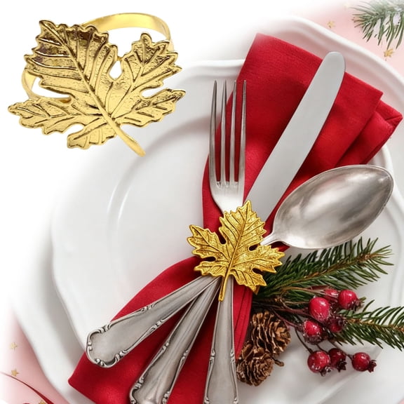 Fixing Product Series Maple Leaf Napkin Ring Autumn Metal Holder for Living Room Décor and Seasonal Table Setting,4.6 cm×4.5 cm,Gold