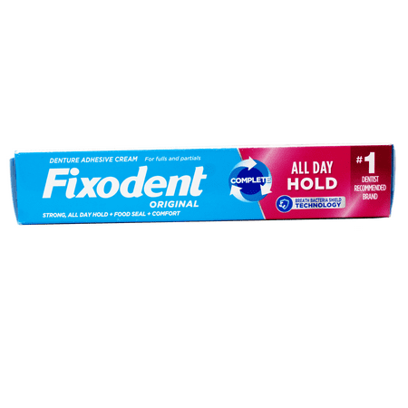 Fixodent Denture Adhesive Cream Original, All Day Hold for Fulls and Partials, 2.4 oz - 3 Pack