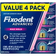 Fixodent Advanced Max Hold Denture Adhesive, 2.2 Ounce Pack of 4