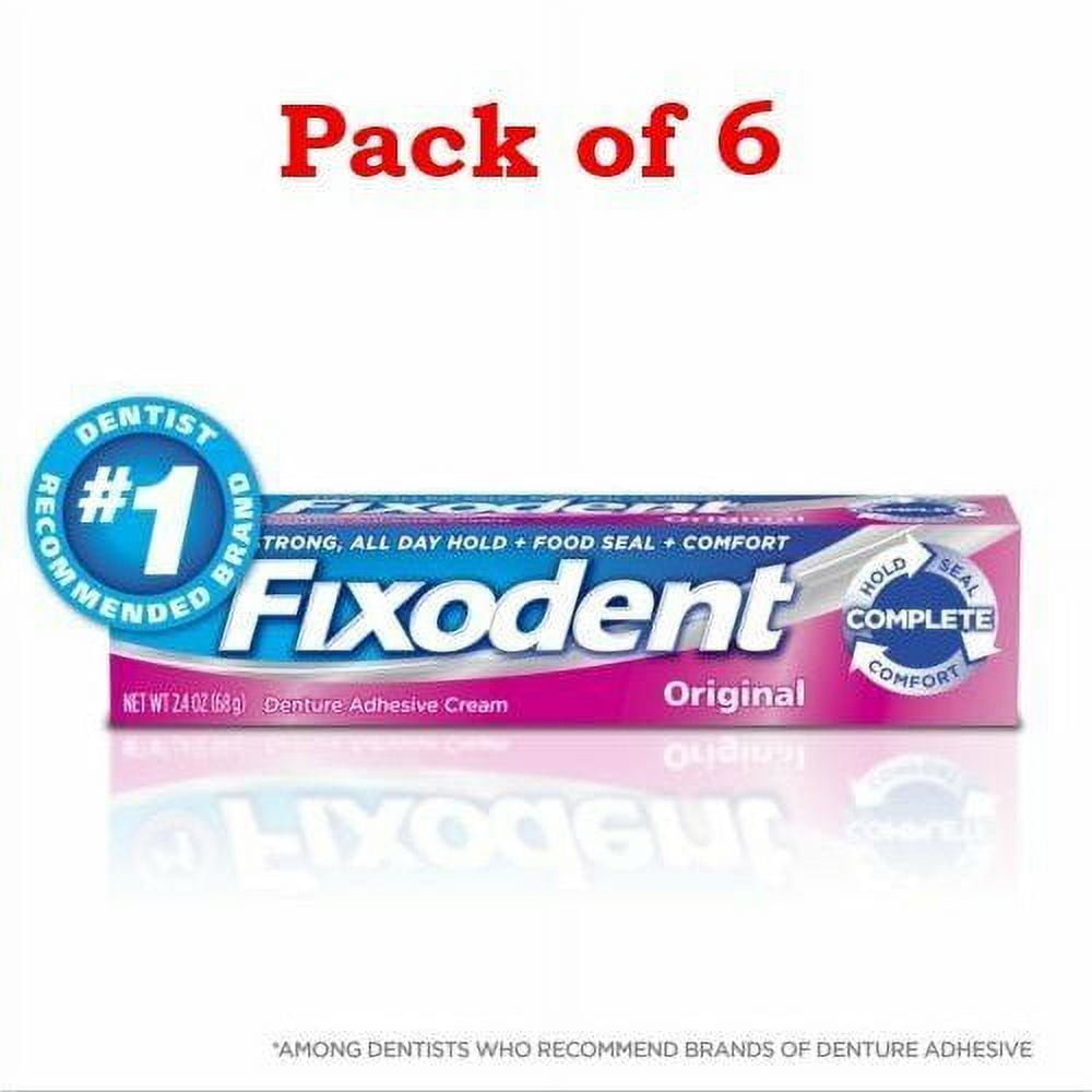 Fixodent Complete Original Denture Adhesive Cream, 2.4 Oz, 6 Pack