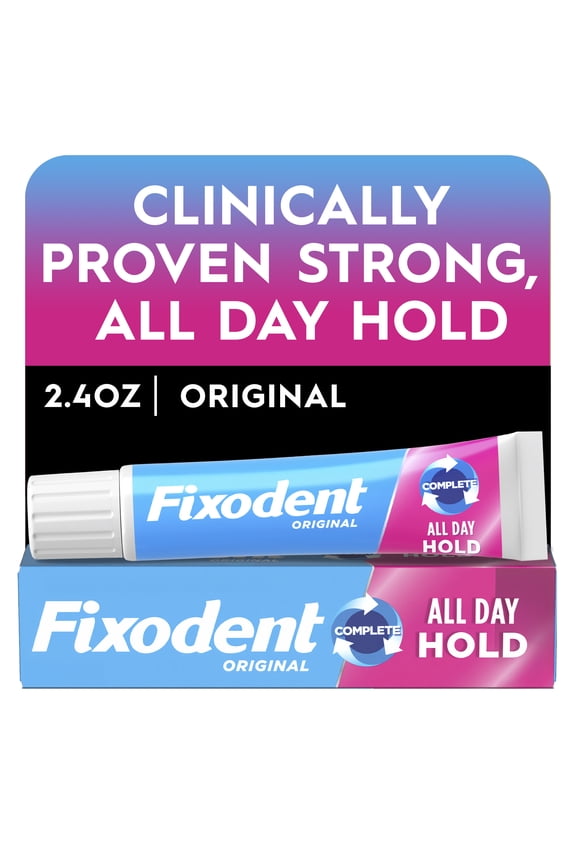 Denture Adhesive Cream Original, All Day Hold for Fulls and Partials, 2.4 oz