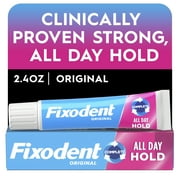 Fixodent Denture Adhesive Cream Original, All Day Hold for Fulls and Partials, 2.4 oz