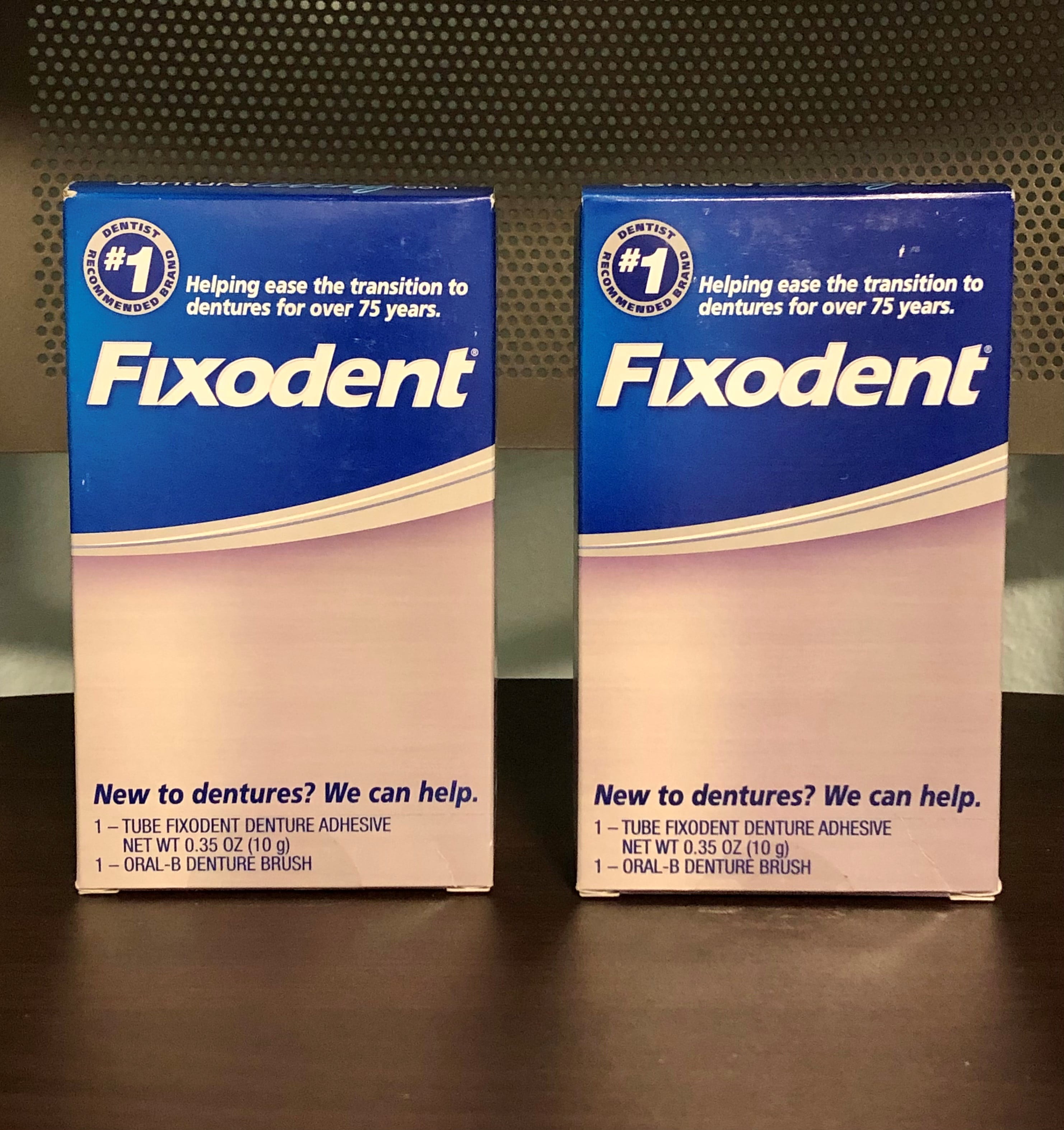 Fixodent Denture Adhesive Cream 0.35 Oz (LOT OF 2)
