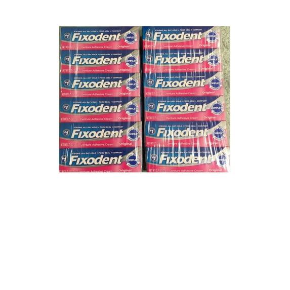 Fixodent Denture Original Strong Adhesive Cream 0.75 Oz Travel Size (Pack of 12)