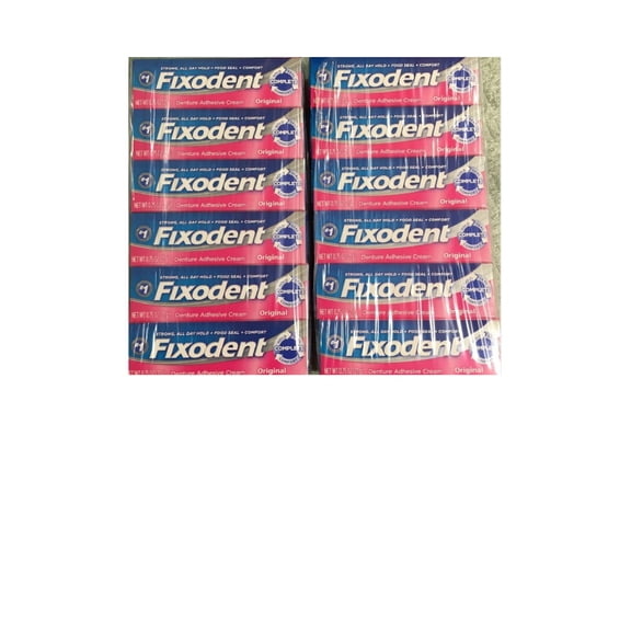 Fixodent Denture Original Strong Adhesive Cream 0.75 Oz Travel Size (Pack of 12)