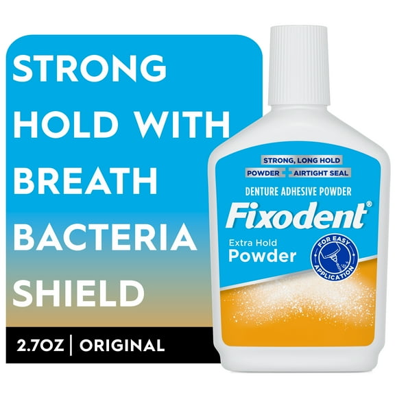 Fixodent Extra Hold Denture Adhesive Powder, Long-Lasting Hold, 2.7 oz