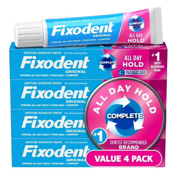Fixodent Denture Adhesive Original Secure 2.4oz, Pack of 4