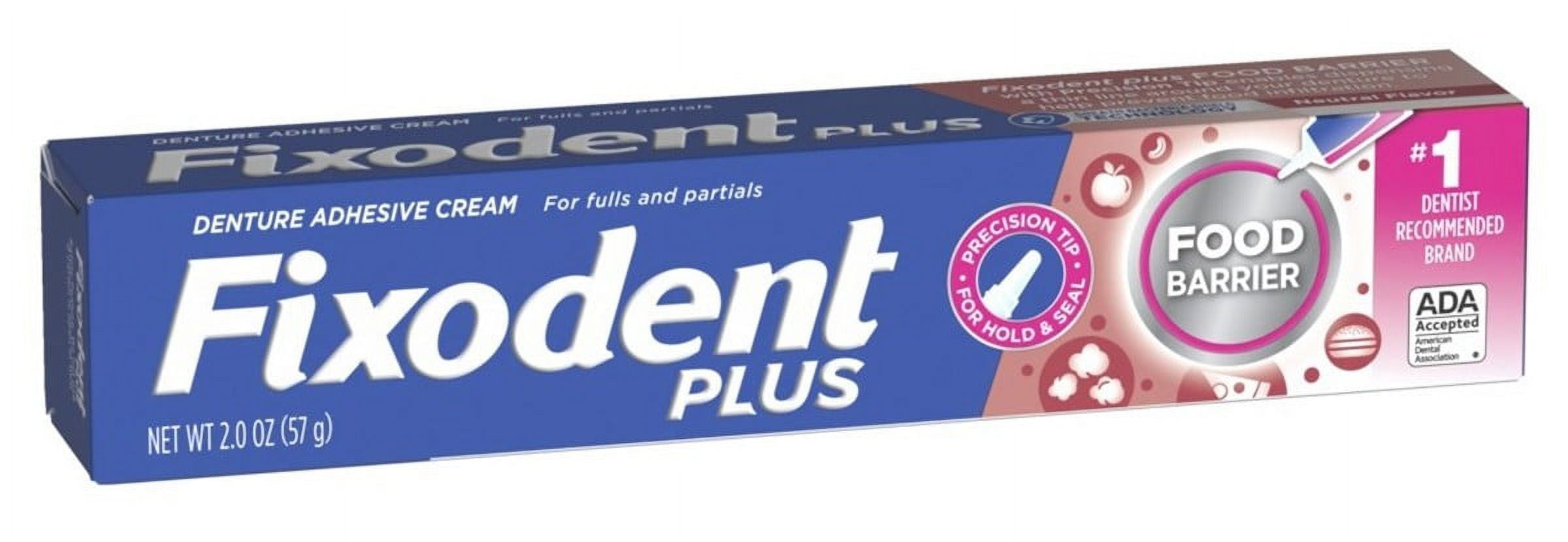 Fixodent Plus Denture Adhesive Cream Food Barrier 2oz (Pack of 3)