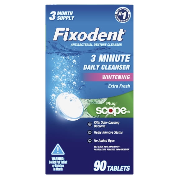 Fixodent Plus Scope Daily Denture Cleaner Tablets, 90 ct