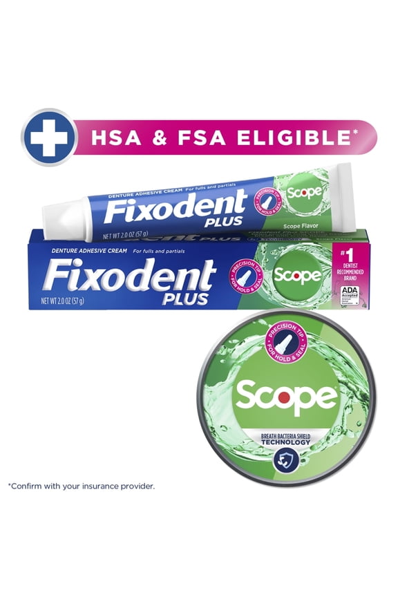 Plus Scope Secure Denture Adhesive Cream, Denture Glue, 2.0 oz