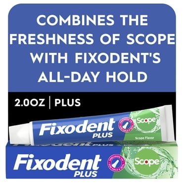 Fixodent Plus Scope Secure Denture Adhesive Cream, Scope Flavored, 2.0 oz