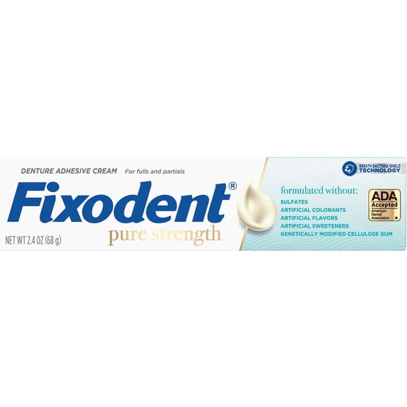 Fixodent Pure Strength Denture Adhesive Cream, 2.4 oz