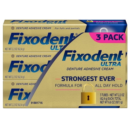 Fixodent Ultra Max Hold Dental Adhesive (2.2 Ounce 3 Pack)