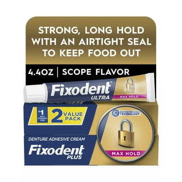 Fixodent Ultra Max Hold Secure Denture Adhesive Cream 2.2 oz, 2 Pack