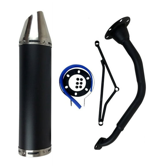 Fixrightpro High Flow 150cc Scooter Moped Exhaust, Motorcycle Parts, Black, 18"