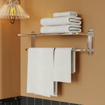 Fixsen 18'' Wall Mounted Bath Towel Shelf with Towel Bar, Chrome-Plated