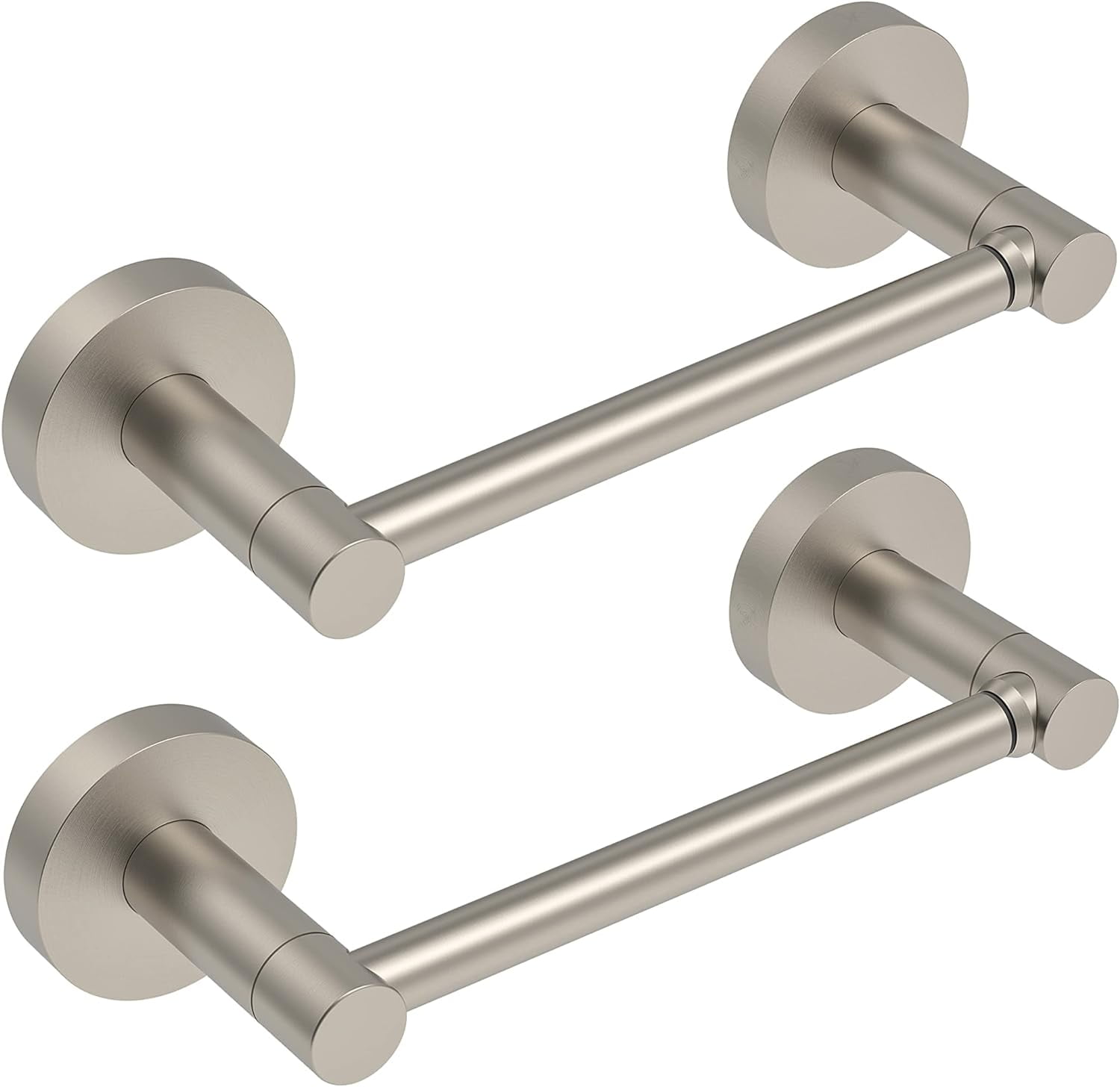 Brushed Nickel Double Post Pivoting Toilet Paper Holder Set