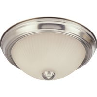 CANARM IFM211BPT 11" 2 Bulb Flush Mount, Brushed Pewter with Frosted Swirl Glass
