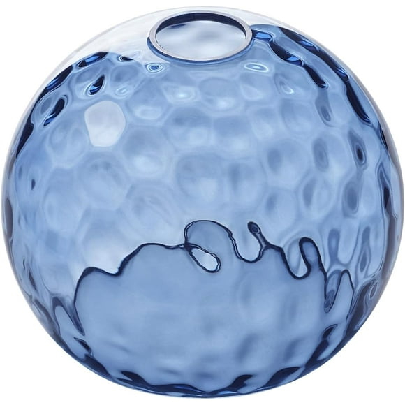 Fixture Replacement Globe Shade with 1.65 Inch Fitter, 8 Inch Diameter, E26 Base 1-5/8 Inch Fitter, Glass Lampshade Cover for Pendant Wall Sconce Chandelier Vanity Light (Hammered Blue)
