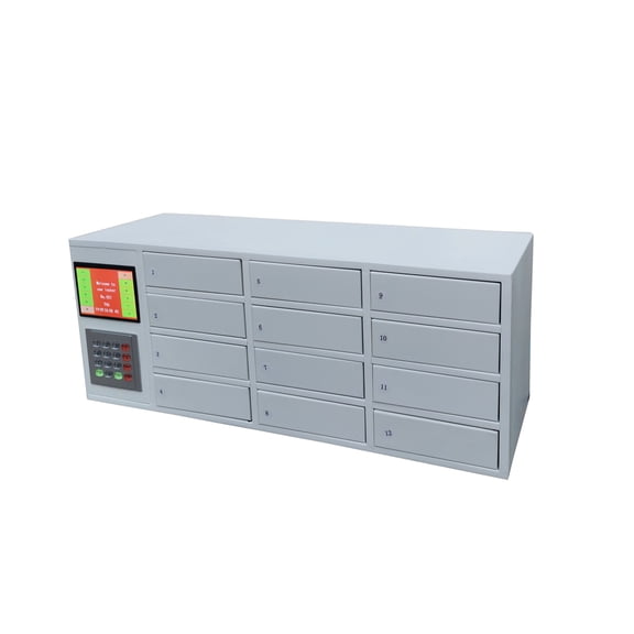 FixtureDisplays 12 Slots Cellphone Locker with Charging Station Keyless Access Computer Controlled Public Private Smartphone Storage Locker 15260-CHARGE