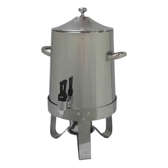 FixtureDisplays 12X10X21" 10 Liters Hot Beverage Dispenser, Coffee Urn, Large Stainless Steel Cider Drink Dispenser with Mini Burner Stove to Keep Warm Container 13037-SL