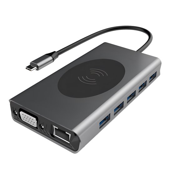 FixtureDisplays 14 in 1 USB C Docking Station Dual Monitor Triple Display USB C Hub Multiple Adapter with 2 HDMI, 5 USB 3.0, Audio, SD/TF Card Reader, PD,VGA,RJ45 15794