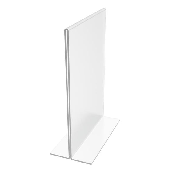 FixtureDisplays 1PK 5 x 7" Clear Acrylic Sign Holder for Tabletops, Vertical Table Tent Frame Photo Sign Menu, Bottom Insert 11193-2-5X7 Peel off protective film (white) before use.