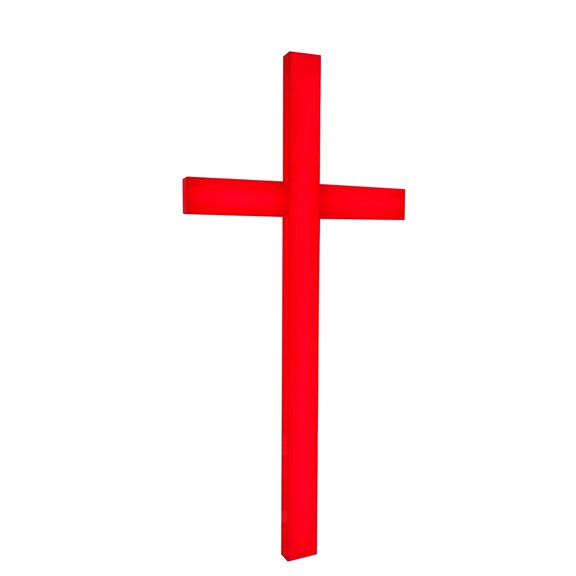 FixtureDisplays 27.9X2*60" Cross, Christian LIGHTED Church Sign Red Plexiglass LED Light, Ships in 3 Parts, Assembly Instruction Video Description 10167