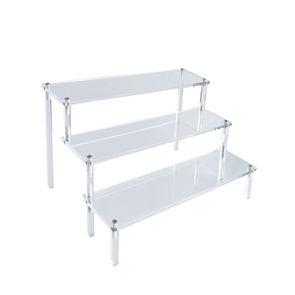 FixtureDisplays 3-Tier Clear Acyrlic Riser Platform Tabletop Small Shelf Display 8X7.8X6" 15608