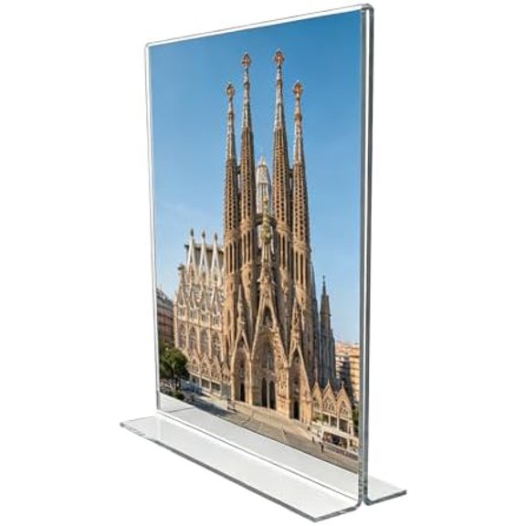 FixtureDisplays 3PK 8.5 x 11" Clear Acrylic Sign Holder for Tabletops, Vertical Table Tent Frame Photo Sign Menu, Bottom Insert 11193-2-8.5X11-3PK Peel Off Protective Film (White) Before use.$$Other
