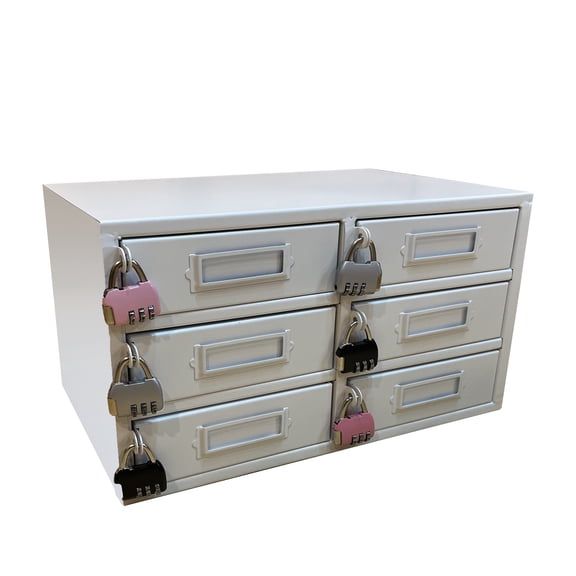 FixtureDisplays 6-Slot Clasp Locker Cell Phone iPad Mini Charging Station Lockers Assignment Mail Slot Box 15253-2