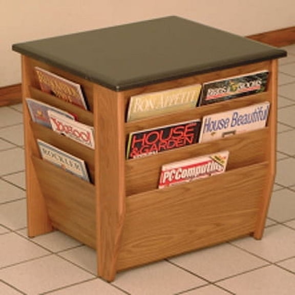 FixtureDisplays End Table with Magazine Pockets w/Black Granite Look Top 1040246