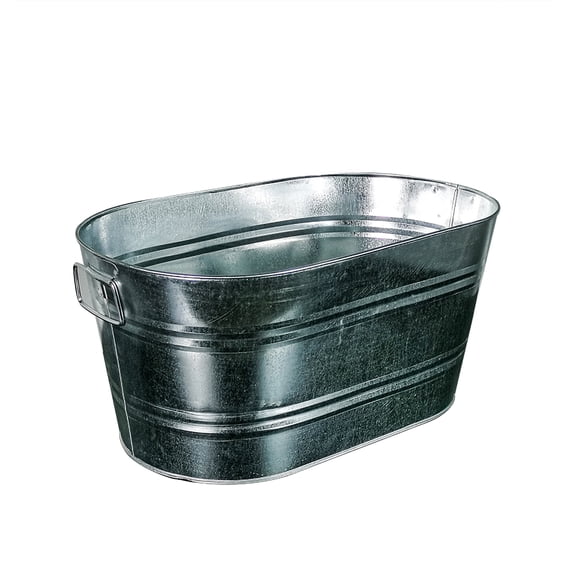 FixtureDisplays Galvanized Metal Ice Bucket Beverage Beer Drink Party Cooler Bucket Oval Planter Flower Arrangement Container 7 Gallons Capacity RTN15358