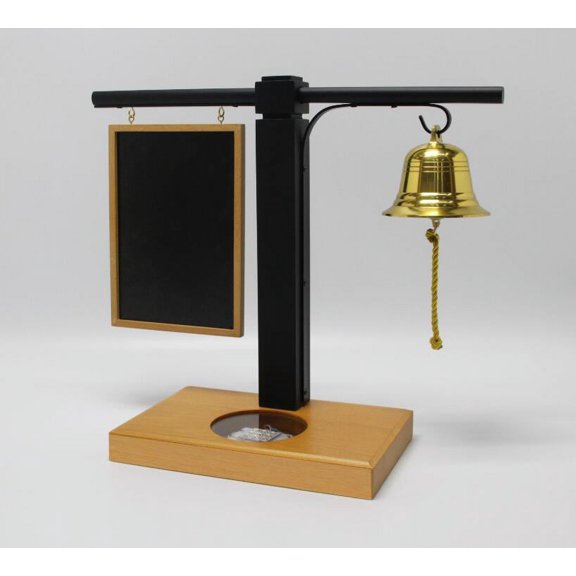 FixtureDisplays Liquor Bottle Bar Display LED Light Happy Hour Round Bell with Chalkboard Featured Drink, Book, Jewelery, Collectible baseball, Golf ball Showcase Glorifier Wine Displays 21086-SL