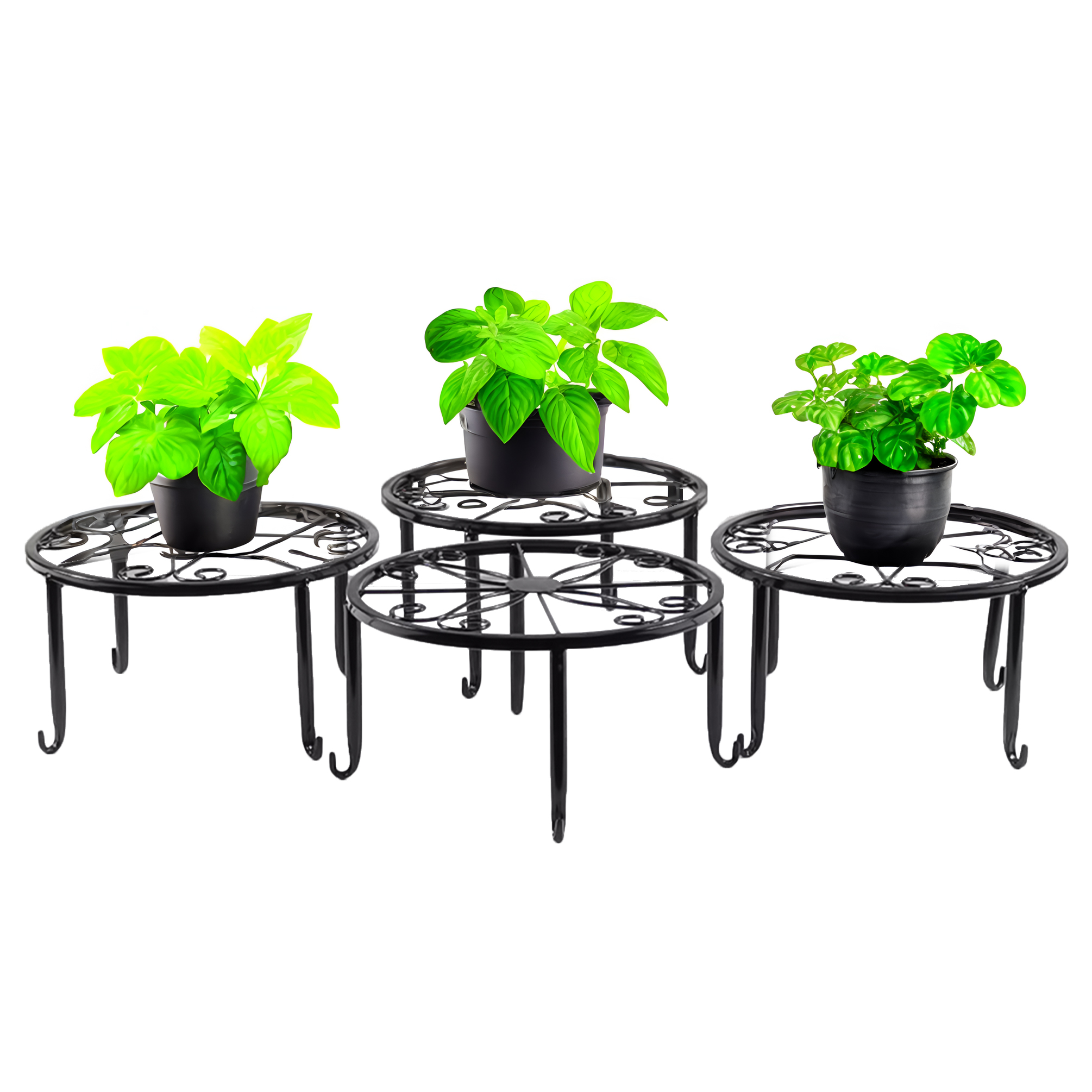 FixtureDisplays® Set of Four Identical 9 X 9 X 5" Metal Plant Stands