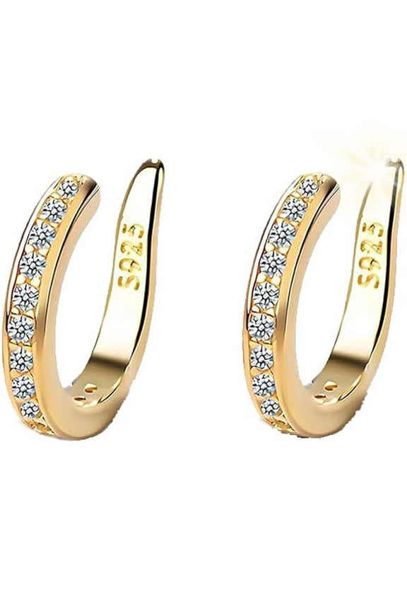 Fixura Ear Clips, Diamond Ear Clip, Pierceless Ear Cuff, Thin Chunky Ear Cuffs Non Piercing For Women With