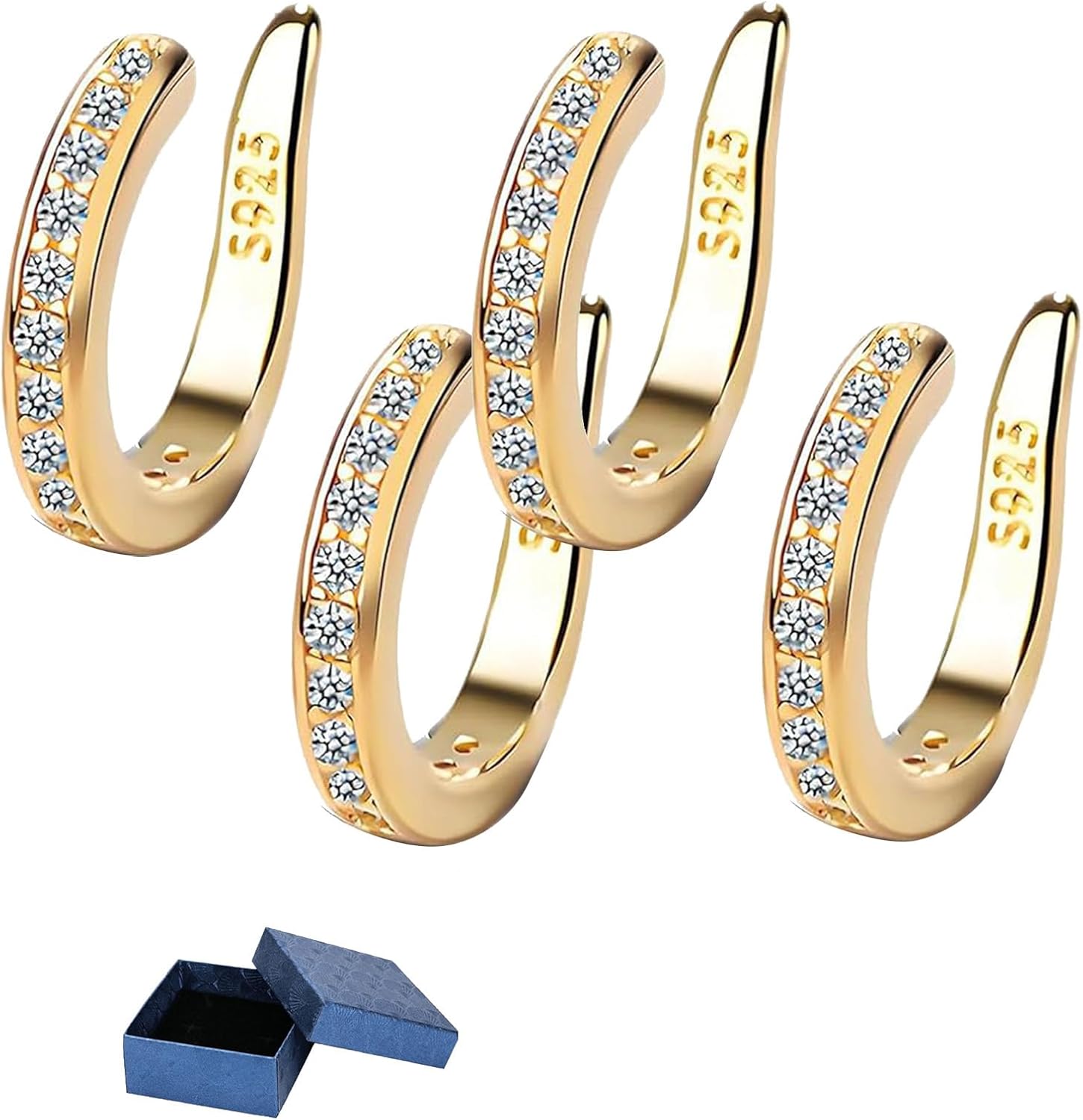 No-Piercing Ear Cuff Earrings For Women - Gold With Pearls & Rhinestones - View #12