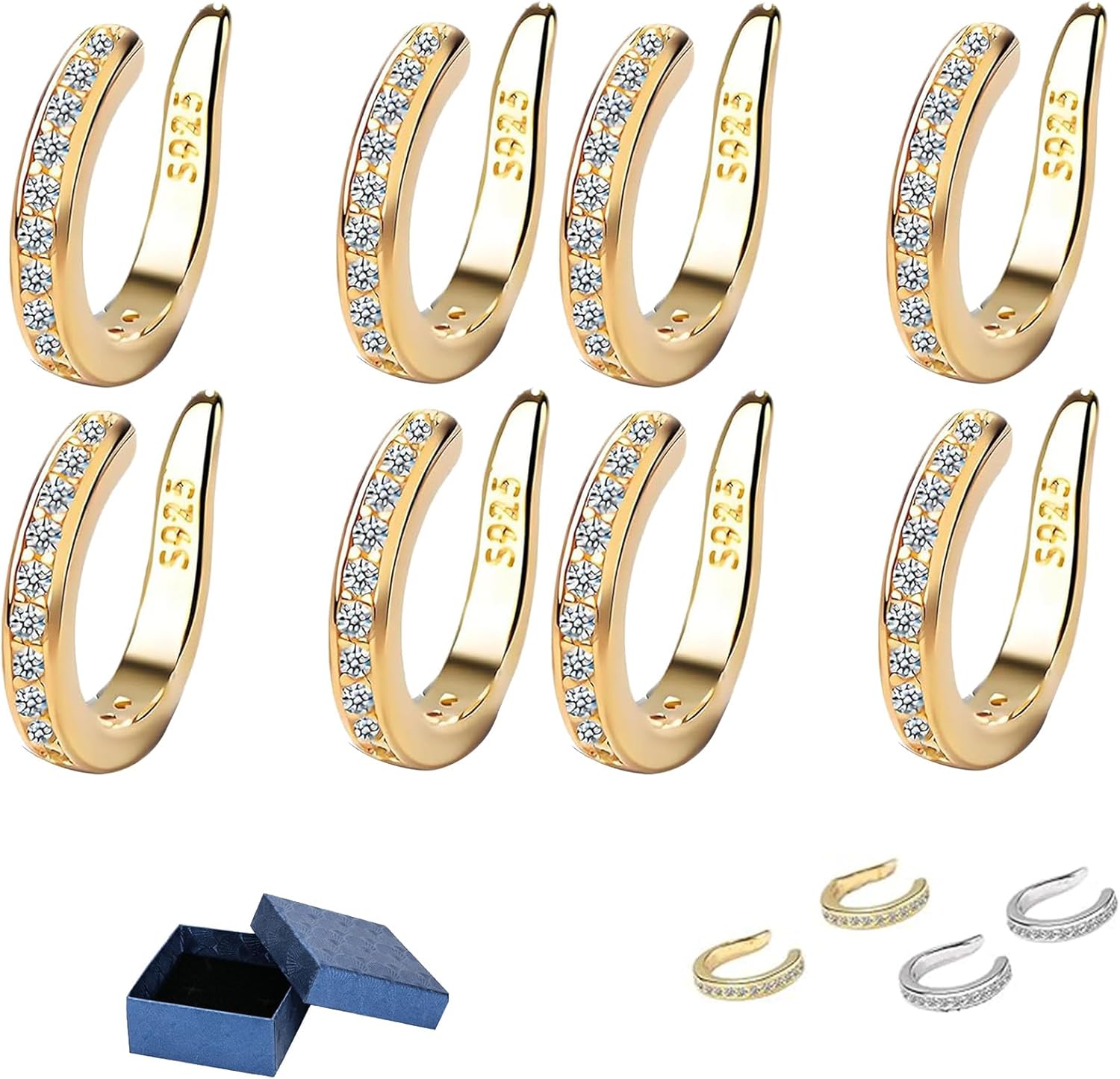Clips D'Oreille Réglables Sans Perçage Zafiller - Pour Femme - Améliore La Position Des Oreilles - Argenté Ou Doré