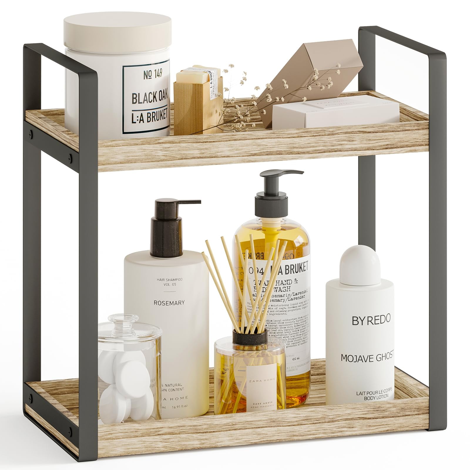 Fixwal Countertop Organizer for Bathroom, 2-Tier Wood Bathroom Counter ...