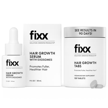 Fixx Hair Growth Duo – 2-Step System with Hair Regrowth Tablets & Exosome Scalp Serum – Biotin, Caffeine & Ginseng – For Men & Women