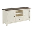 thumbnail image 1 of Fiya 60 Inch TV Entertainment Console, 2 Cabinets, Drawer and Cubby, White- Saltoro Sherpi, 1 of 5
