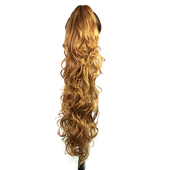 Fiykzur 31"(78cm) Women's Curly Pony Tail Hair Piece Synthetic Claw Clip Ponytail Wavy Long Curled in Hair Extension Extensions Long/Voluminous Wig Hairpieces for Women Girls Lady,27B#