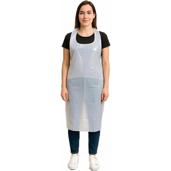 Fiykzur 40pcs Plus Size Disposable Aprons Extra Wide, Plastic Material, White