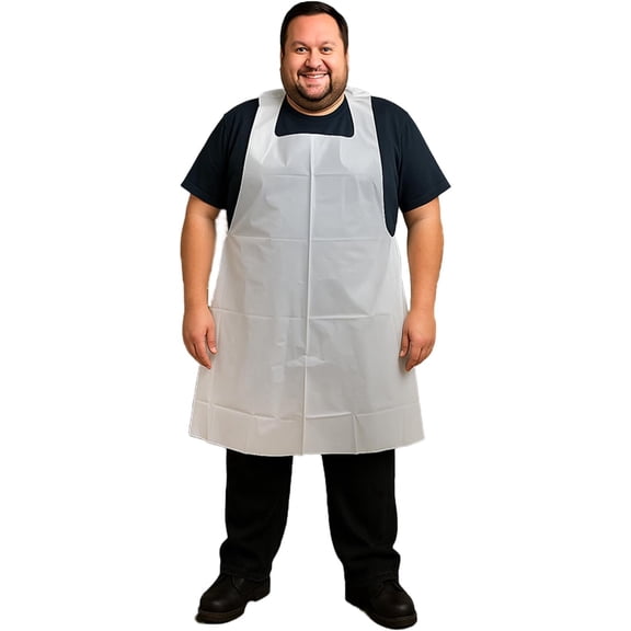 Fiykzur 50pcs Plus Size Disposable Aprons Extra Wide, Plastic Material, White