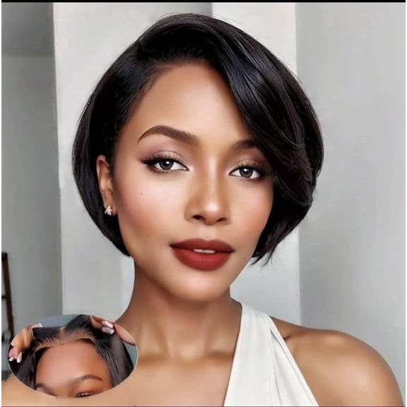Fiykzur 6x5 HD Lace Pixie Cut Wig Human Hair 8 Inch Glueless Wear and Go Short Wigs for Black Women Natural Color