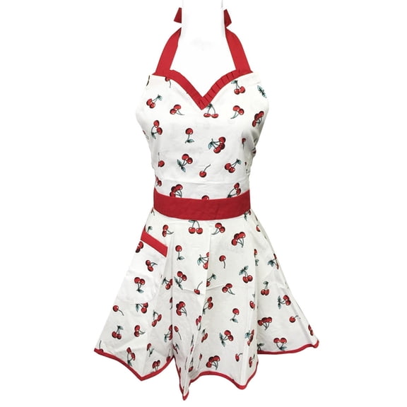 Fiykzur Adjustable Flirty Hostess Apron, Sweet Cherries