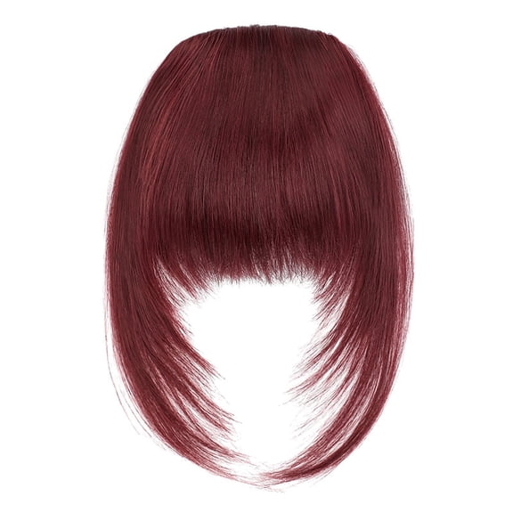 Fiykzur Clip In Bangs for Women - Synthetic Fiber Thick Fringe Hairpieces with Temple Clips, Tangle-Free & Easy to Wear, Natural Look Wine Red Hair Extensions for Daily Style
