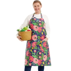 Fiykzur Cotton Linen Baking Plus Size Aprons for Women with Pockets Kitchen Cooking
