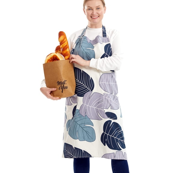 Fiykzur Cotton Linen Baking Plus Size Aprons for Women with Pockets Kitchen Cooking